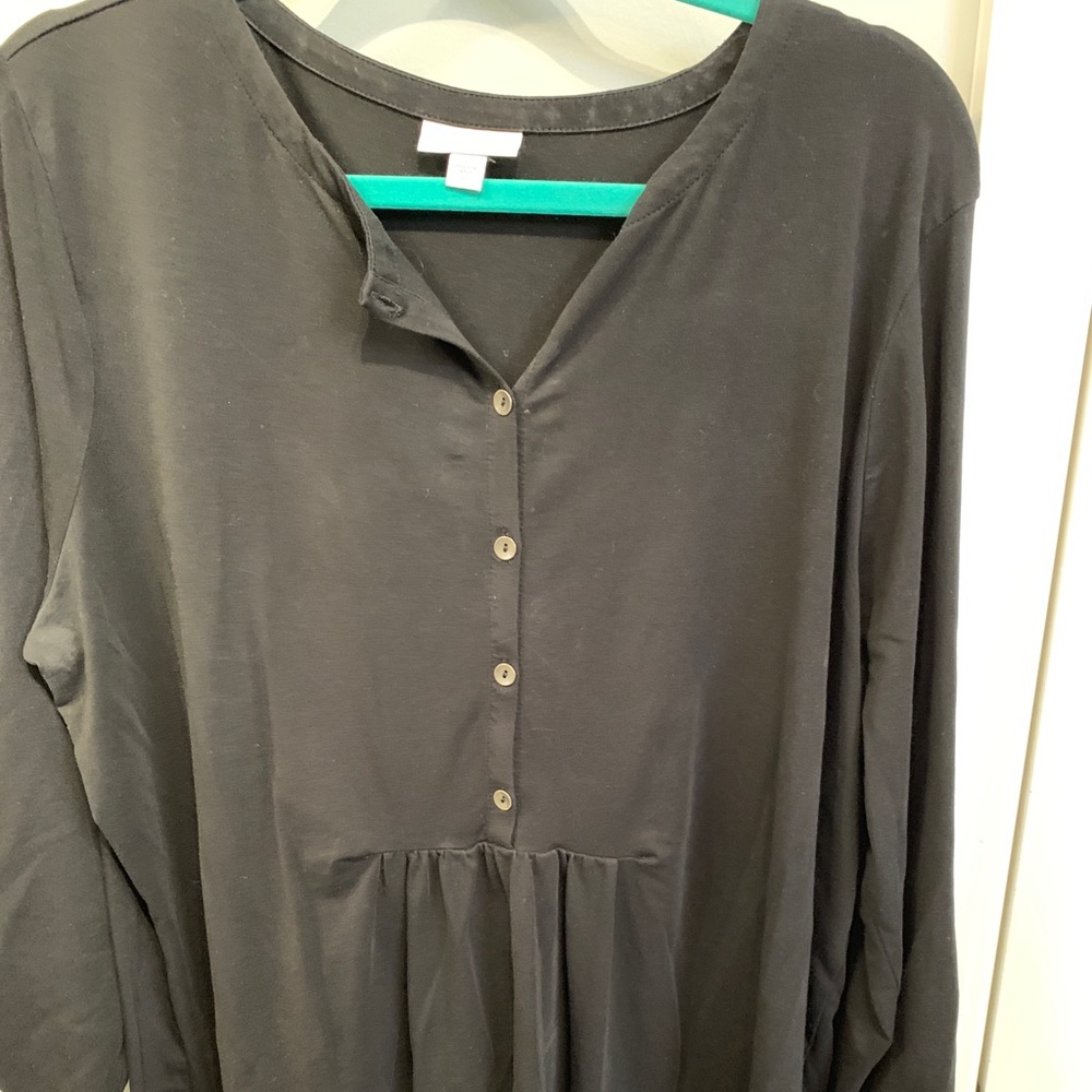 Henley tunic with roll tab sleeves